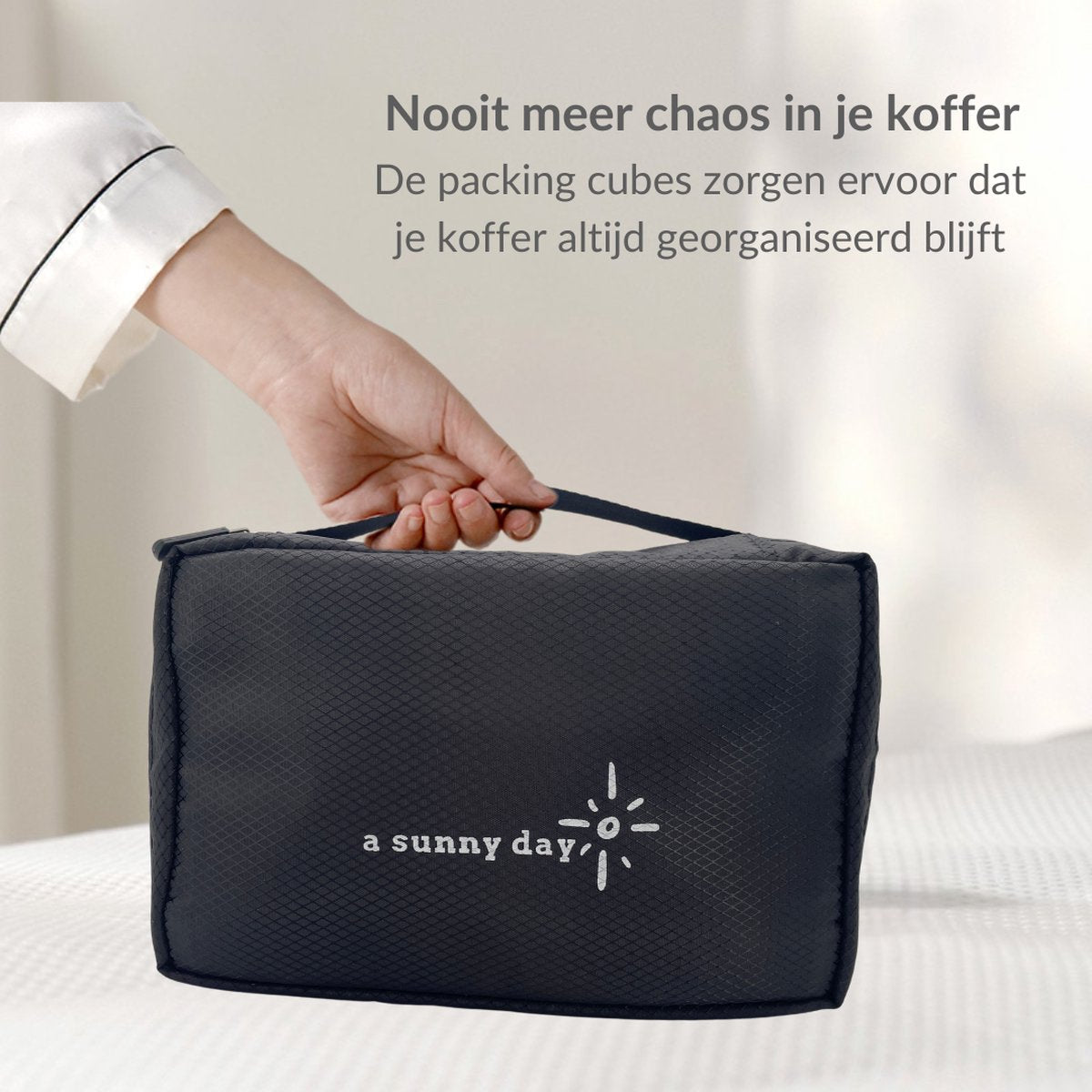 Packing cubes met compressierits - 6-delig - zwart