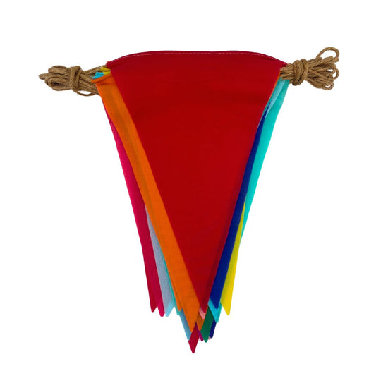 Katoenen vlaggetjes - multicolour - 10 meter vlaggenlijn