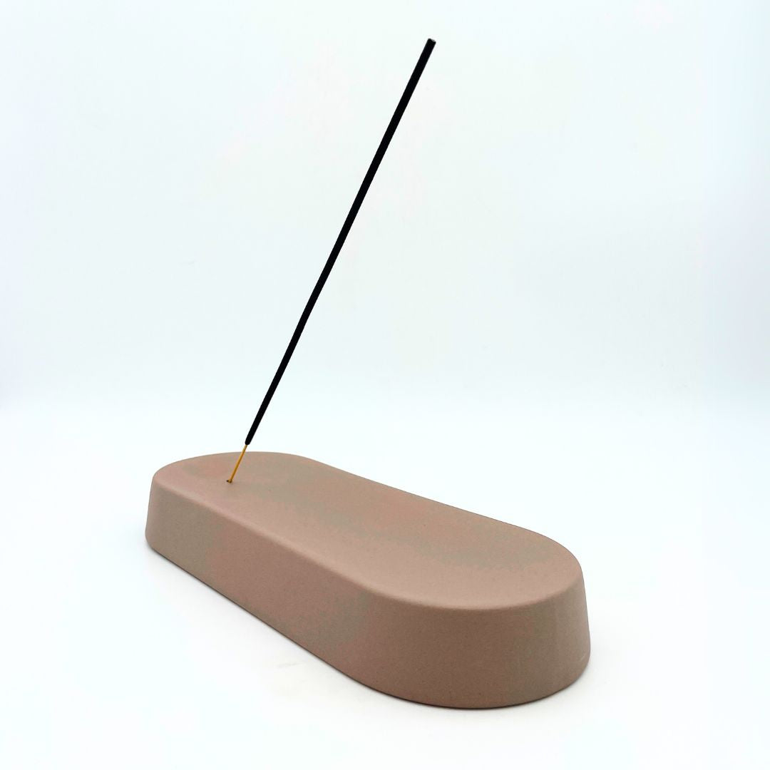 Wierookhouder - keramiek - bruin - ovaal - 22 x 9 x 3 cm