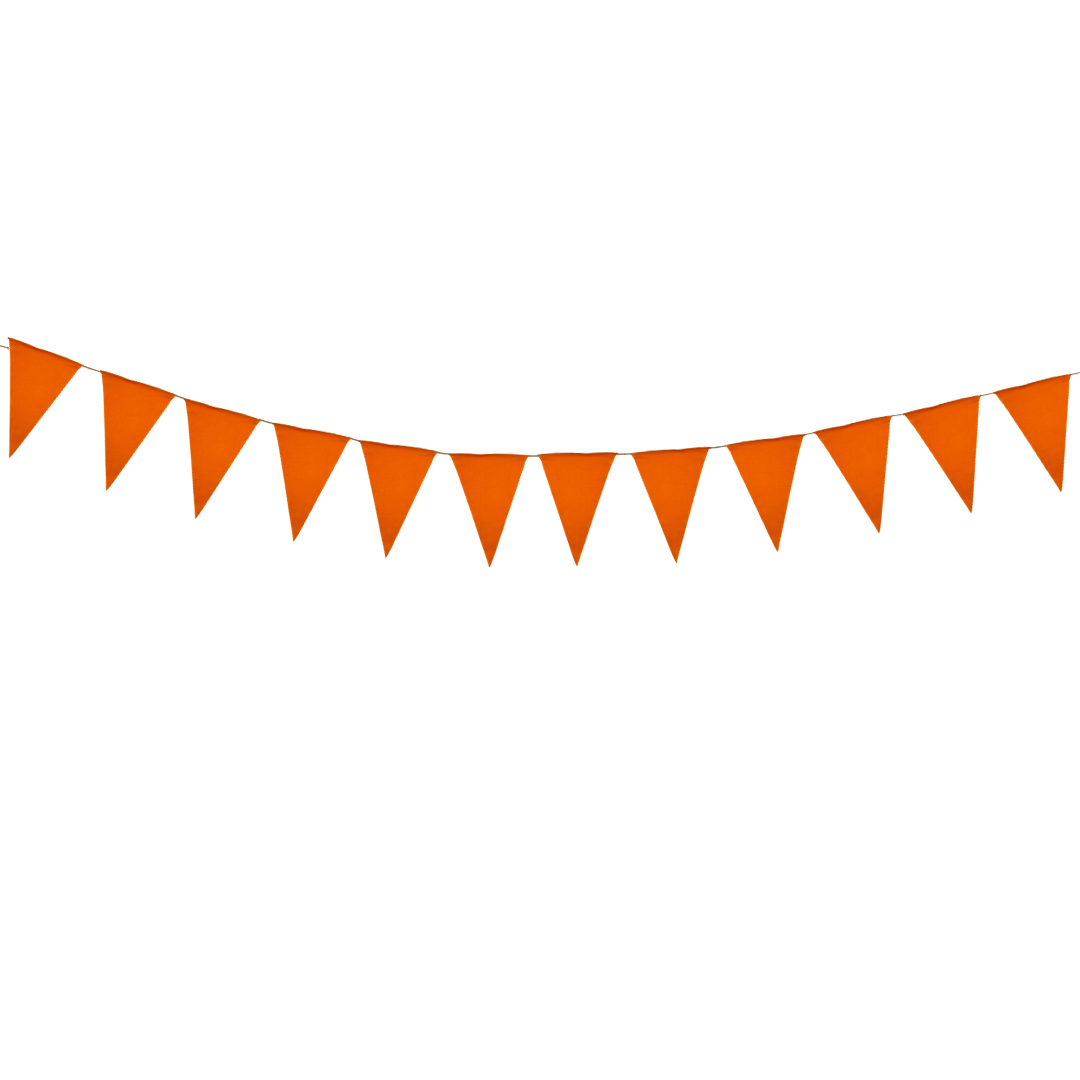 Oranje vlaggenlijn katoen 10m – Koningsdag versiering binnen & buiten