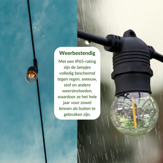 5 meter lichtsnoer + 2 meter aansluitsnoer inclusief 10 LED lampen