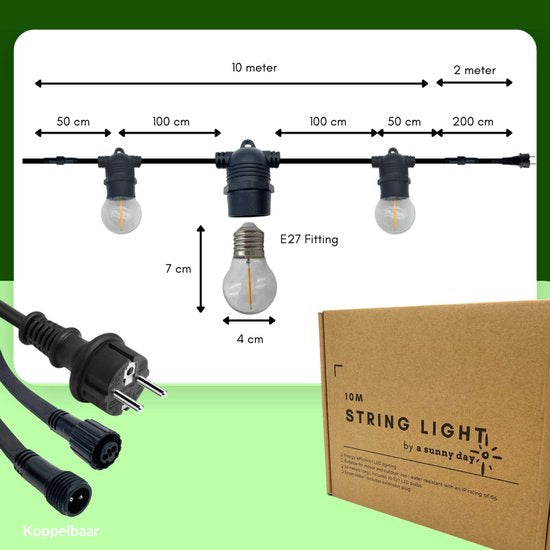 10 meter lichtsnoer inclusief 10 LED lampen