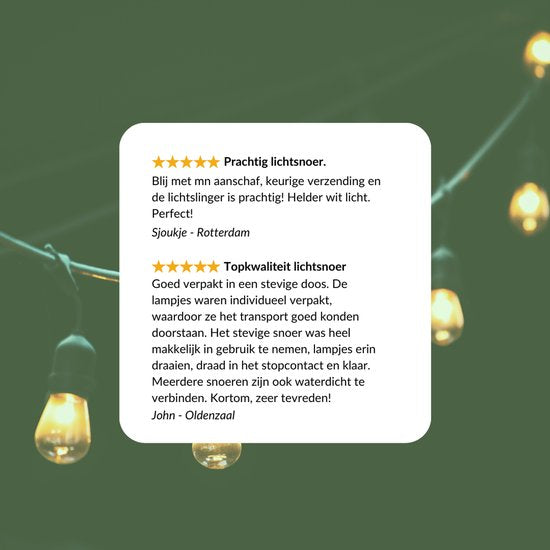 10 meter lichtsnoer met 10 peervormige LED lampen + 2 meter aansluitsnoer
