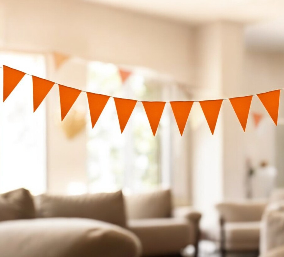 Oranje vlaggenlijn katoen 10m – Koningsdag versiering binnen & buiten