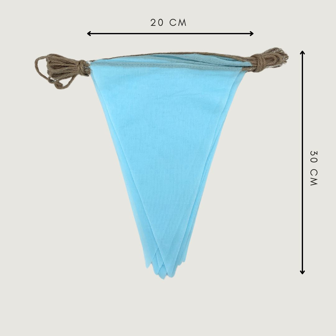 Katoenen vlaggetjes - blauw - 10 meter vlaggenlijn