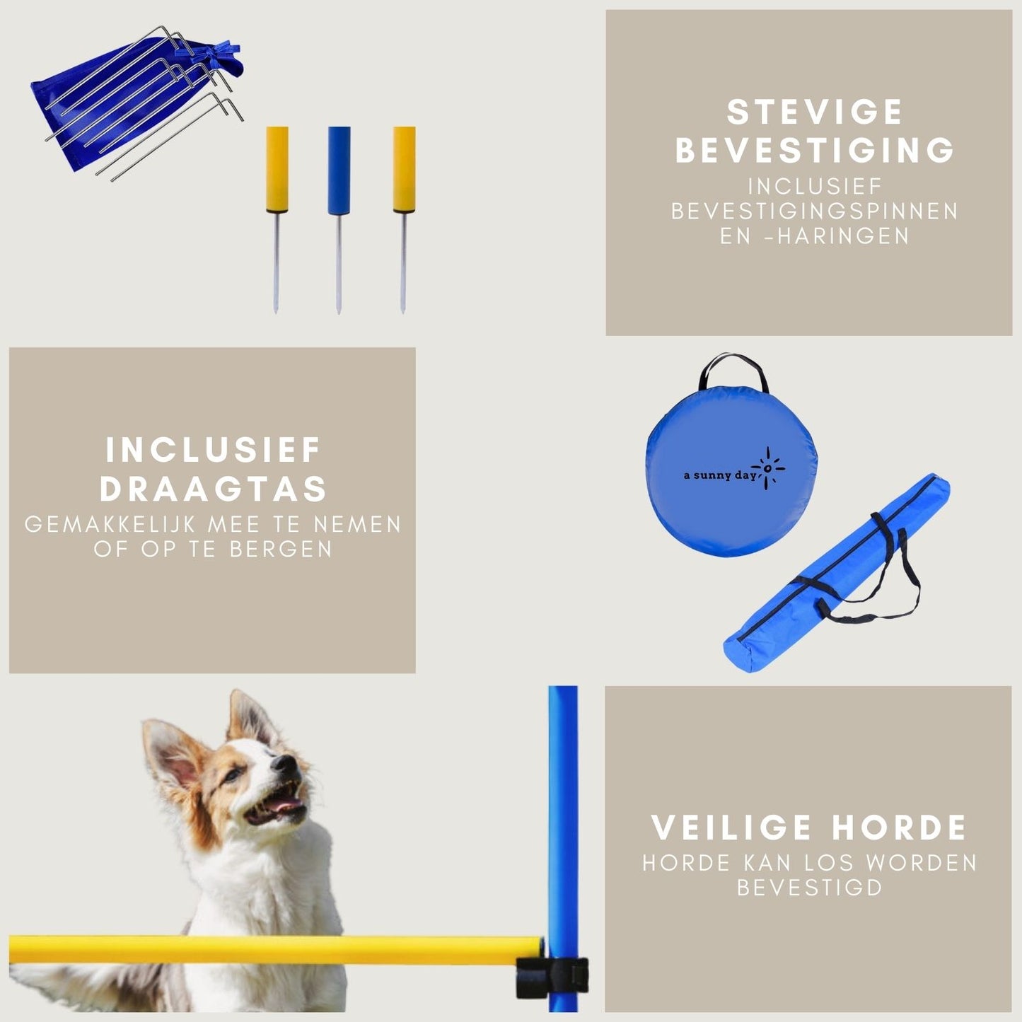 Complete agility set voor honden - 300 cm