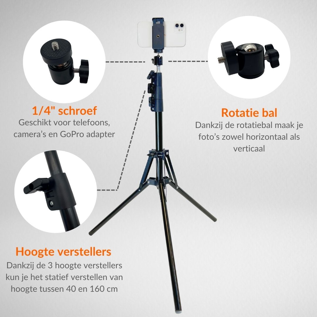 Statief voor smartphone en camera - 160 cm