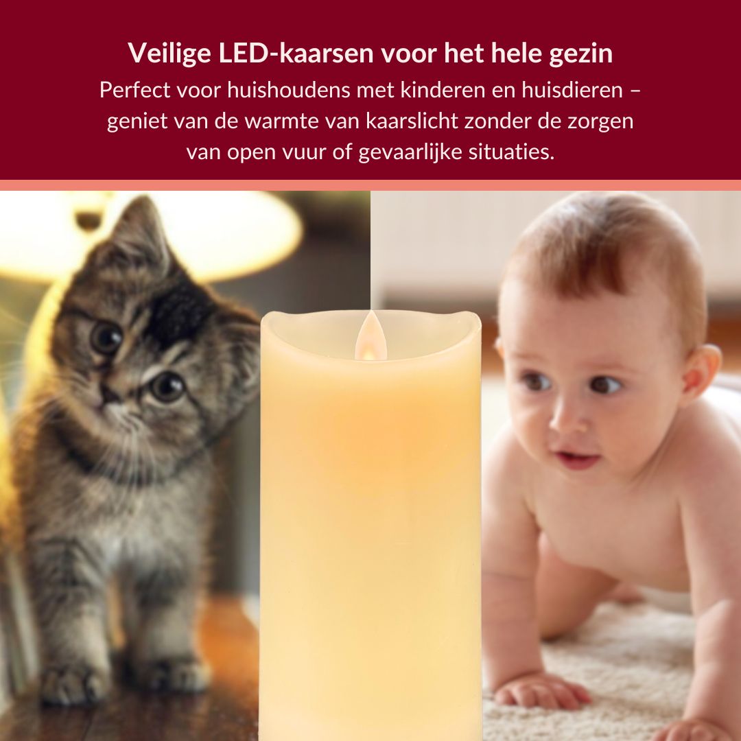 Oplaadbare LED kaarsen met bewegende vlam - 3 stuks