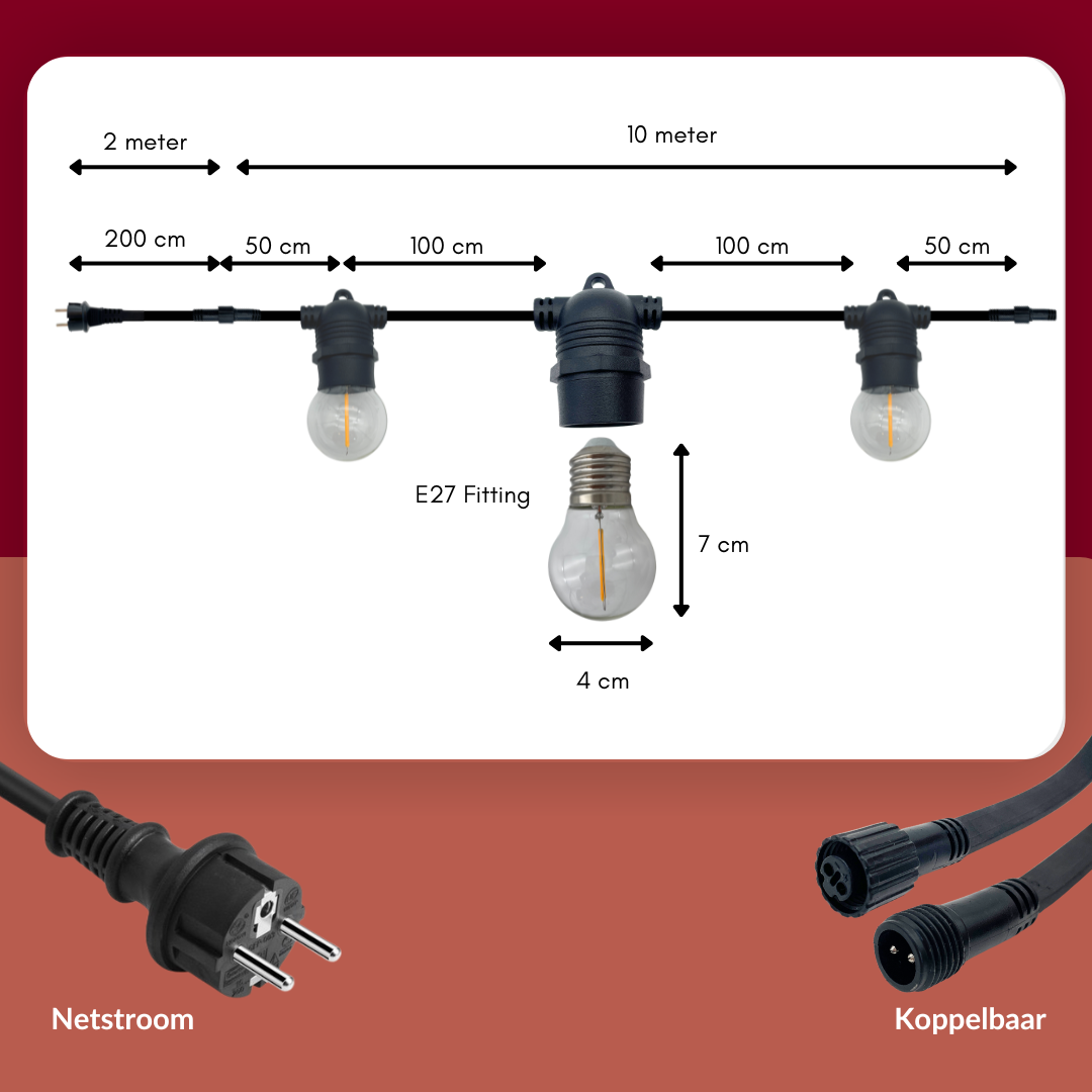 10 meter lichtsnoer inclusief 10 LED lampen