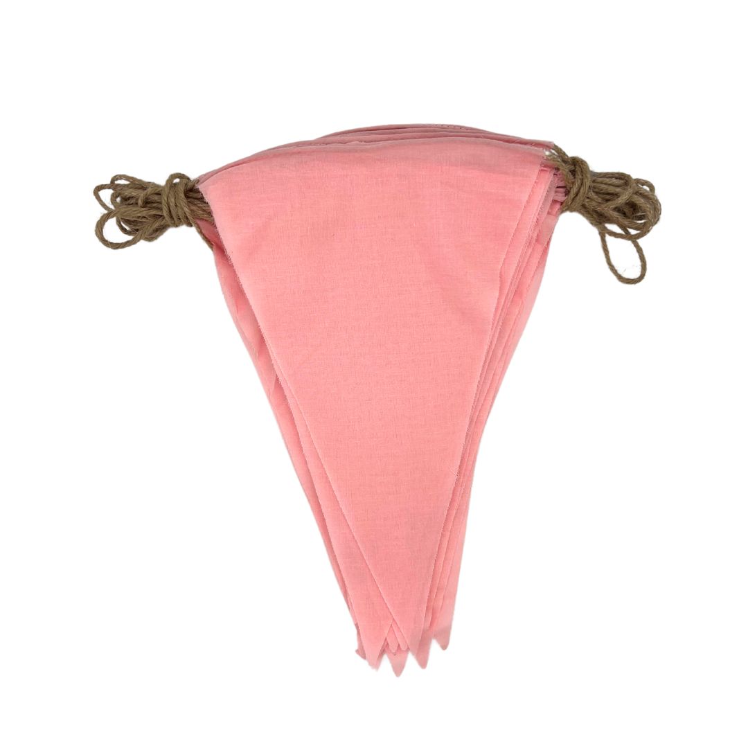 Katoenen vlaggetjes - roze - 10 meter vlaggenlijn