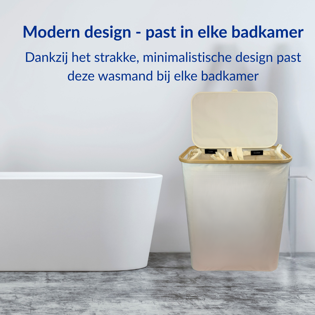 Wasmand met 3 vakken - 145 Liter - Beige