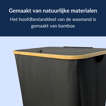 Wasmand met 3 vakken - 145 Liter - Zwart
