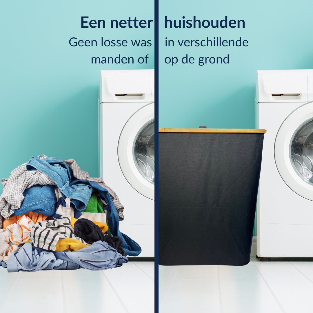 Wasmand met 3 vakken - 145 Liter - Zwart