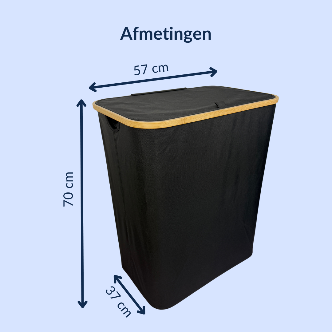 Wasmand met 3 vakken - 145 Liter - Zwart