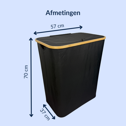 Wasmand met 3 vakken - 145 Liter - Zwart