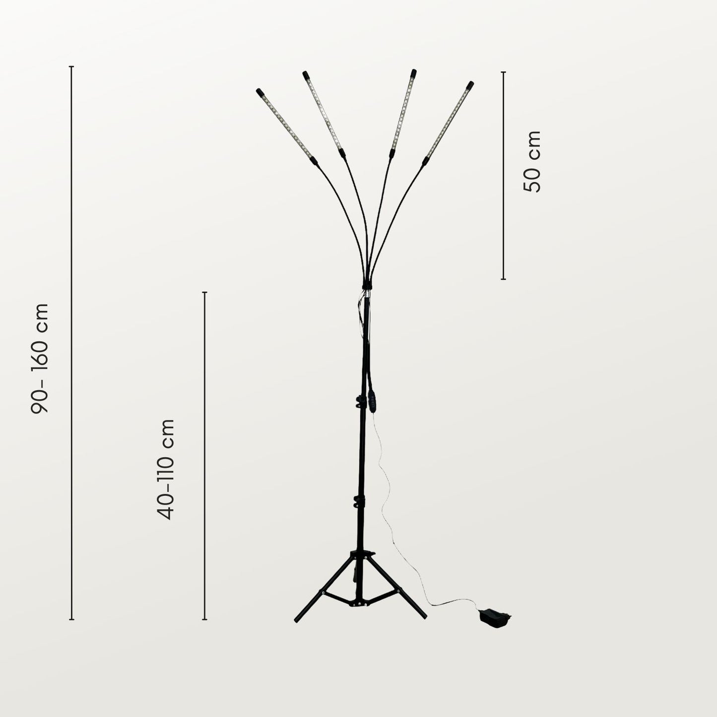 Groeilamp op standaard – 160 cm hoog – warm wit licht (stimuleert bloei) - inclusief USB voeding