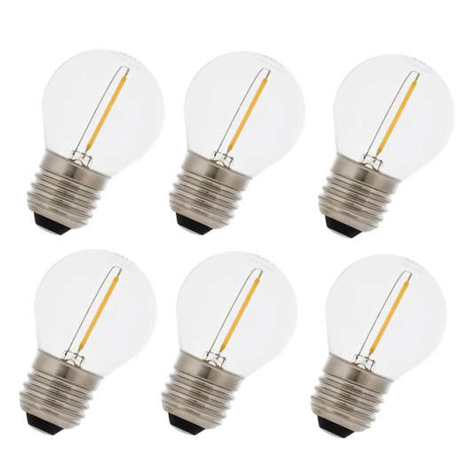 Led lichtbronnen - 6 stuks - E27 fitting - glas - voor 5 en 10 meter lichtsnoer