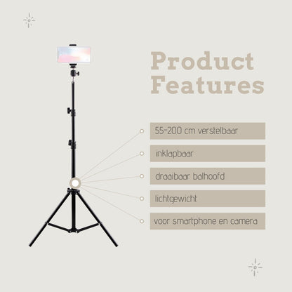 Statief voor smartphone en camera - 200 cm