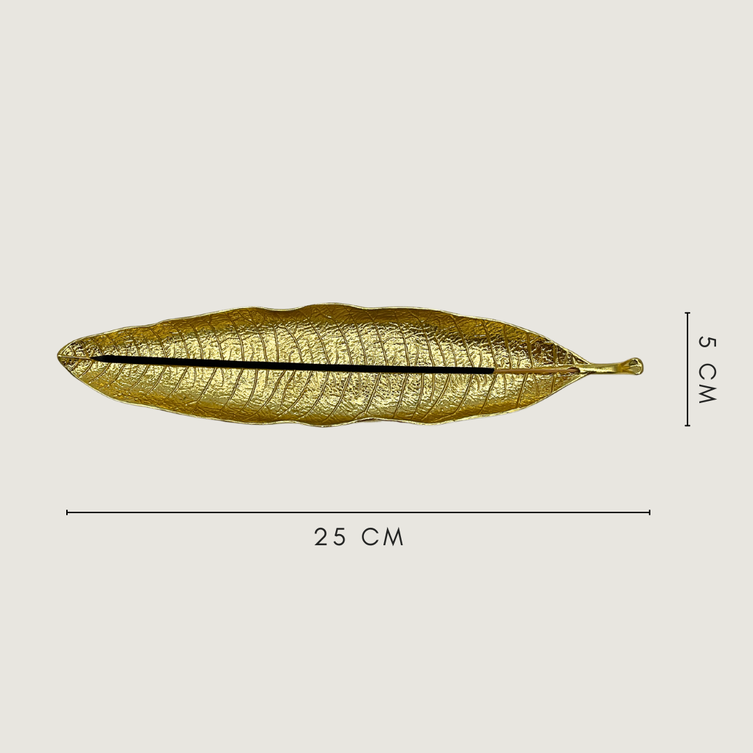 Wierookhouder - goudkleurig - bladvormig - 25 x 5 cm