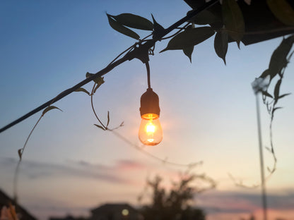 5 meter lichtsnoer met 10 peervormige LED lampen + 2 meter aansluitsnoer