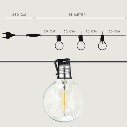 15 meter lichtsnoer met 50 LED lampen