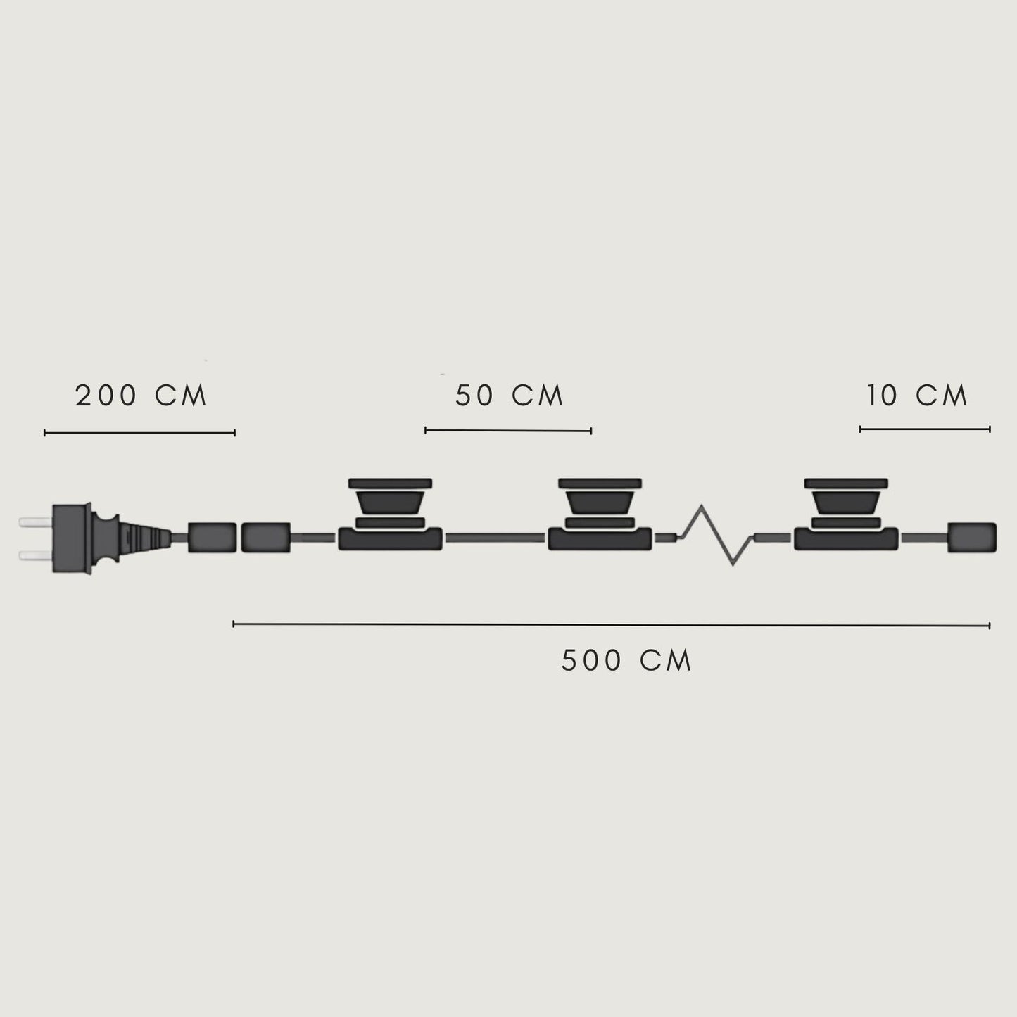 5 meter lichtsnoer + 2 meter aansluitsnoer inclusief 10 LED lampen