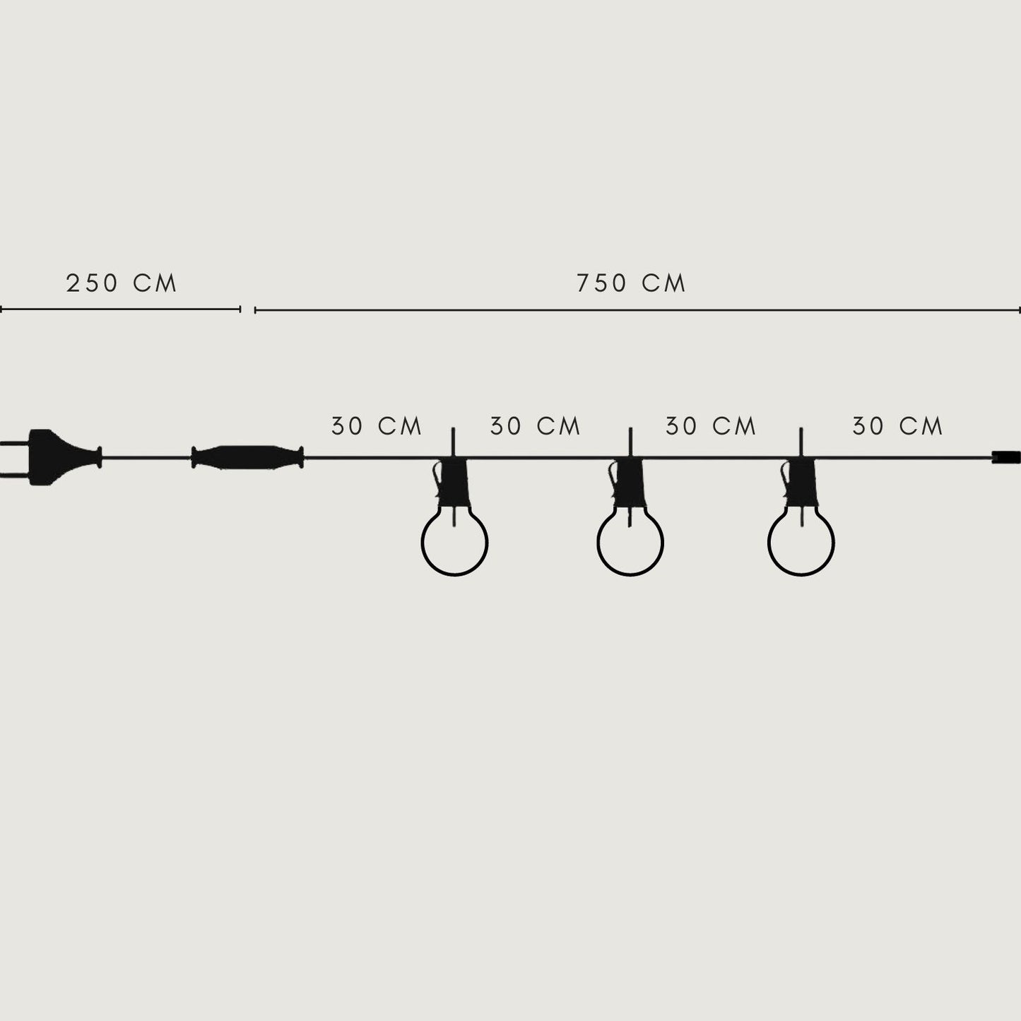 7,5 meter lichtsnoer met 25 XL LED lampen